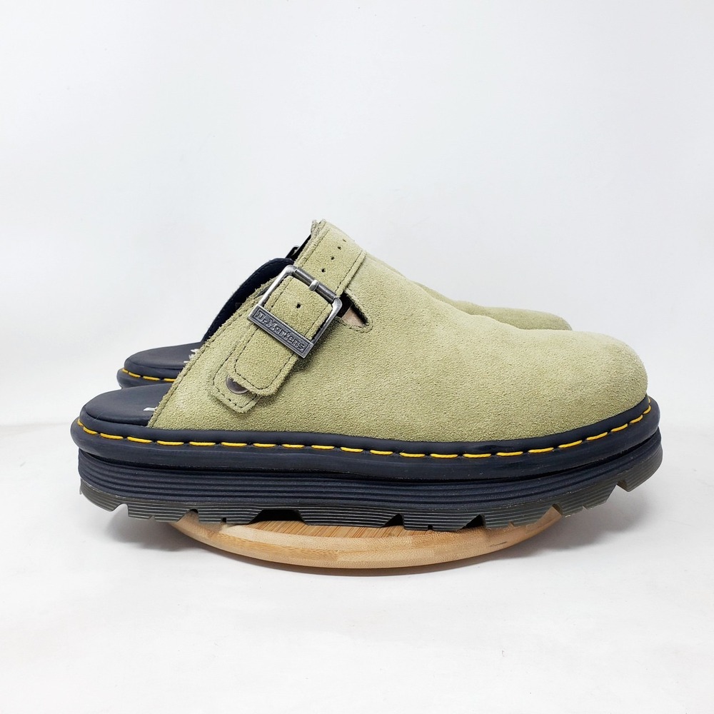 Dr Martens Shoes Mens 11 Zebzag Mule Green Suede Strap Chunky Platform Shoes - Picture 7 of 14